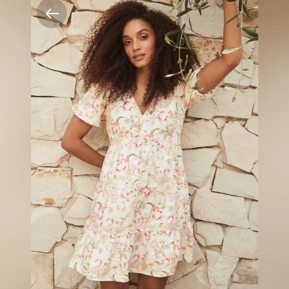 Size 14 - Forever New Tuscany Linen Mini Dress - Willow Floral - Picture 4 of 16